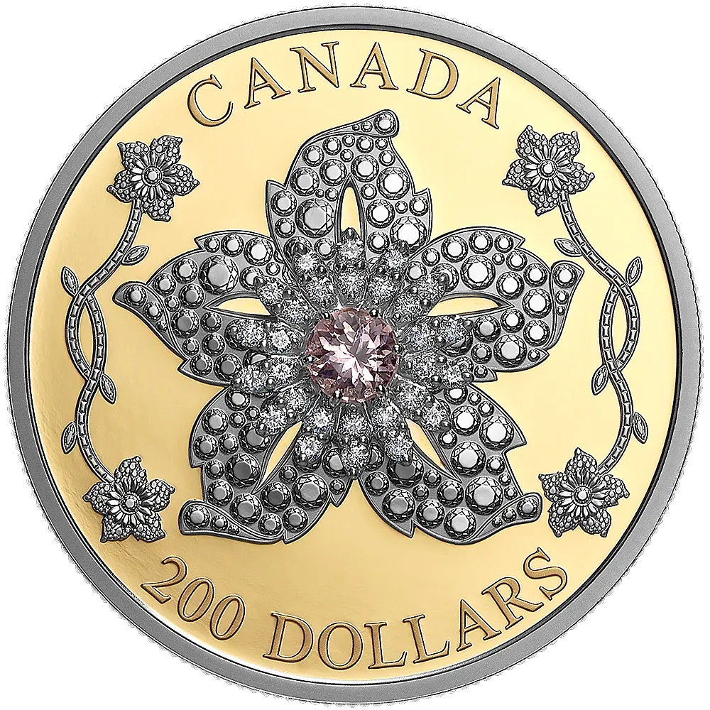 2025 Canada $200 Pure Gold Williamson Diamond Coin with Pink Tourmaline and Diamonds