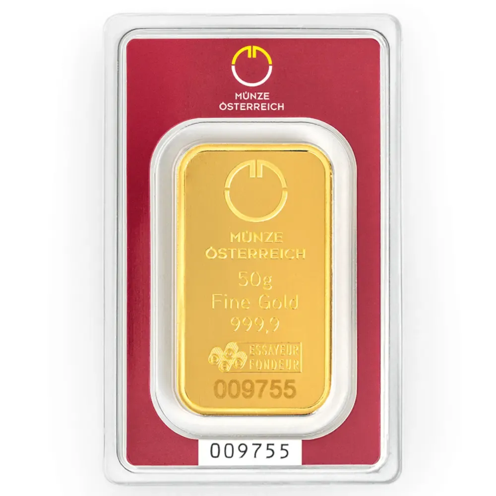 50g Austrian Mint Gold Minted Bar